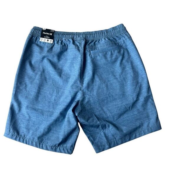 Hurley Medium Blue Pull On String Elastic Waist Hybrid Walk Shorts SZ S #2503 - Picture 4 of 16
